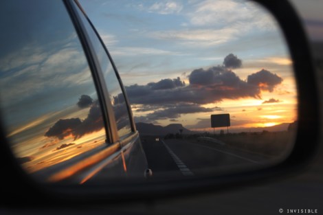 atardecer retrovisor